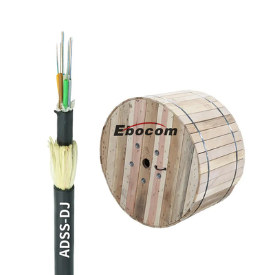 Yüksek hızlı ADSS fiber optica kablosu dış mekan g652d 24 çekirdek hilos tek mod aralığı 300 Aramid ipliği çift PE ceket