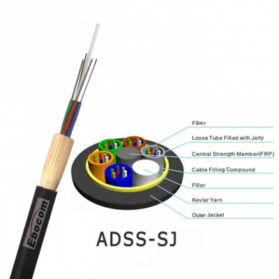 Küresel sıcak satış ADSS fiber optica kablosu dış mekan g652d 16 çekirdek hilos tek mod aralığı 200 Aramid ipliği tek PE ceket