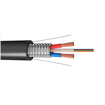Fotoelektrik kompozit hibrit optik fiber kablosu GYXTW RVV Zırhlı 12 çekirdekli güç kablosu