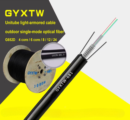 Dış GYXTW Fiber Optic Kablo 2 ~ 24 çekirdek tek modlu zırhlı merkezi gevşek boru hava ve kanal kurulum için