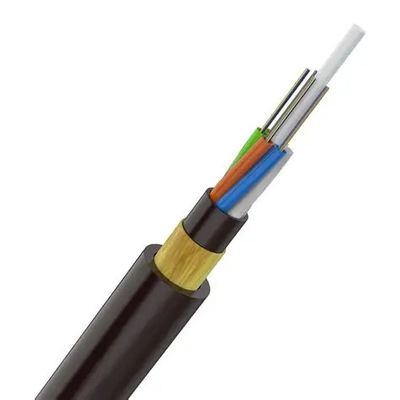 Çift katmanlı ADSS 12 Çekirdekli Tamamen Dielektrikli Fiber Optik Kablo Siyah PE Kılıf Aramid iplik Havadan ve Direkten Direğe Kullanım İçin