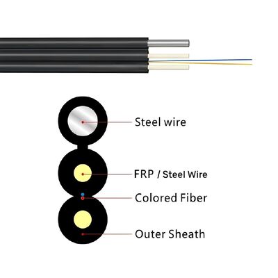 FTTH Dış İndirme Kablosu GJYXFCH 2 Core G657A1 Çelik Tel Mesajcı ile